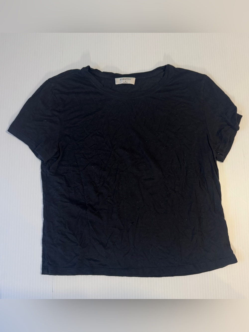 Aritzia Babaton Everyday T-Shirt M Black Boxy Minimalist Quiet Luxury Basic